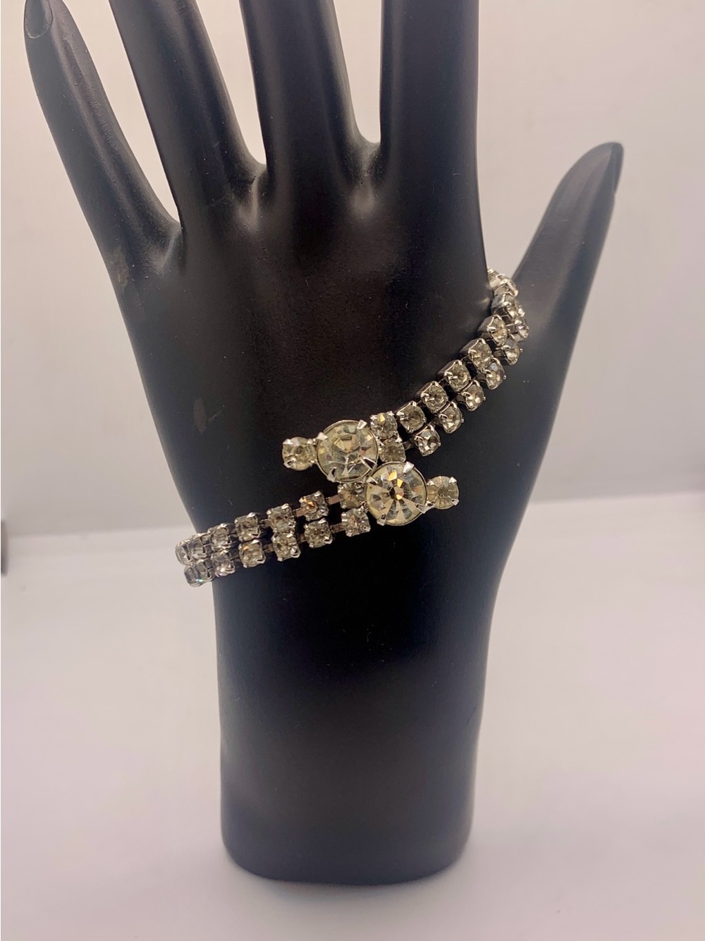 Vintage Silver Crystal Wrap Bracelet
